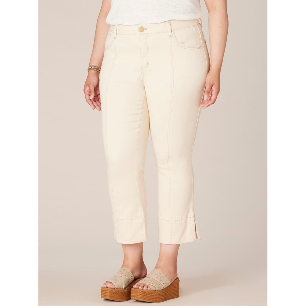 NWT New Democracy Cream Absolution Center Seam Slit Hem Kick Flare Pants Size 22